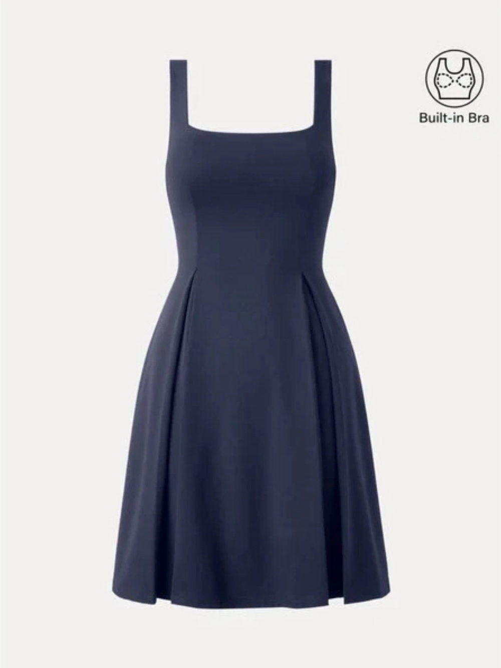 OGL Move Square Neck Fit & Flare Mini Brami Dress Navy Blue S